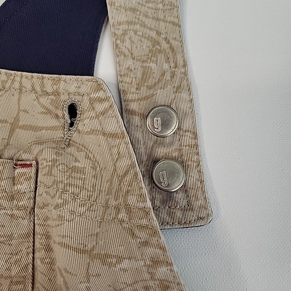 GYMBOREE Y2K 2001 Vintage TIKI Print Overalls/Shortalls Beige/Blue‎ Size 12-18mo